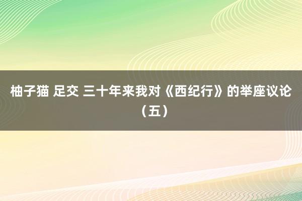 柚子猫 足交 三十年来我对《西纪行》的举座议论（五）
